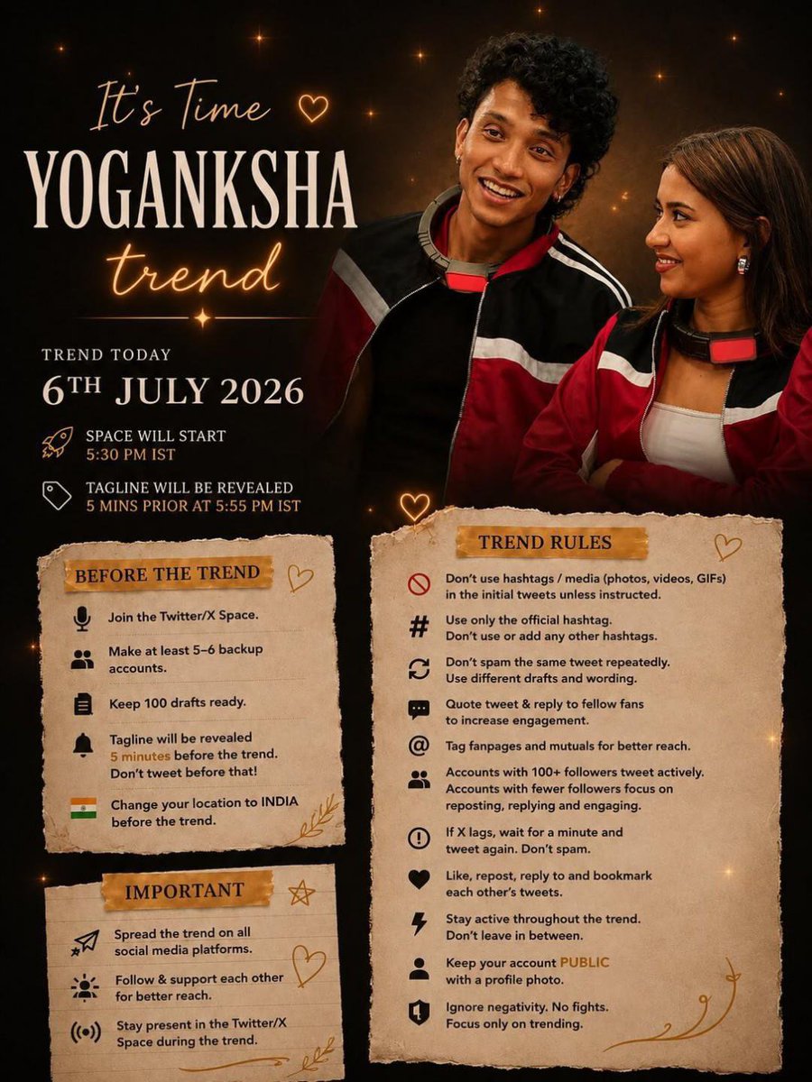 yogankshaOFC's tweet photo. Check out the guidelines below to make sure our impact lands loud and clear. 
Let’s trend together! 🔥

#AkankshaChoudhary #YogeshRawat #Yoganksha #LockUpp https://t.co/z4nNNnCUNX