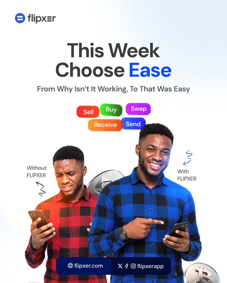 FLIPXERAPP's tweet photo. This week, choose platforms that work for you.

Buy. Sell. Swap. Send. Receive. 

All easy with Flipxer. https://t.co/wduZ06jSPG