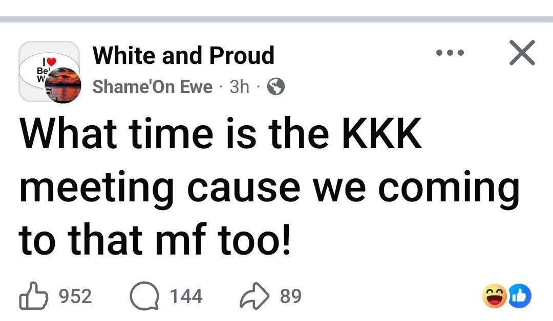BubbatheOG's tweet photo. When you infiltrate a Facebook group standing on business. https://t.co/3MfzV0VoxW