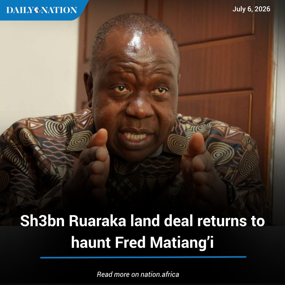 NationAfrica's tweet photo. What began as an ambitious private housing project on Nairobi’s northern edge evolved into a Sh3.2 billion compensation claim that drew in constitutional commissions, anti-corruption investigators and the courts, as officials struggled to answer a single question: Who really owned the land beneath two public schools?

Also drawn into the saga was then Education Cabinet Secretary Fred Matiang’i after his ministry accepted advice from the National Land Commission (NLC) and paid a first tranche of Sh1.5 billion for the acquisition of the land, leaving an outstanding balance of Sh1.7 billion.

Read more: https://t.co/UVE08YTlvg
