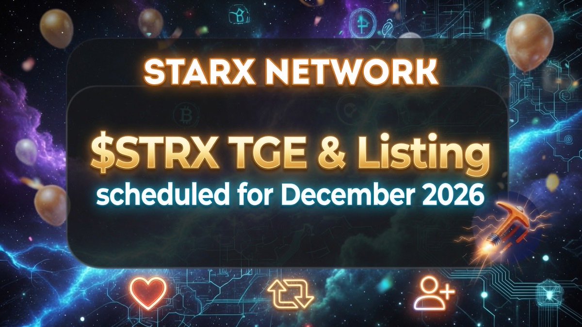 starxNetwork_'s tweet photo. 📅 DEC 2026: $STRX TGE + LISTING

Keep Mining ⛏️ Keep inviting more People and be Active, together let’s build StarX Network 🚀

👉Where do you want to see $STRX first? 👀

Top 5: Binance, Bybit, OKX, Bitget, MEXC  
Comment your pick. RT ♻️  
#StarXNetwork #STRX  @StarXCoreTeam https://t.co/V74MGhdqpA