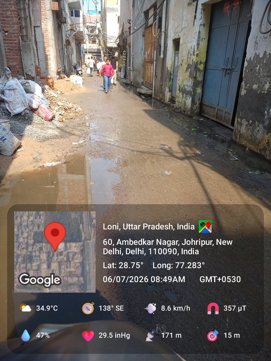 7428Chand's tweet photo. @CMODelhi @CPCB_OFFICIAL @gupta_rekha @LtGovDelhi @MCD_Delhi  shiv vihar metro station wali gali ambedkar vihar ka main rasta bahut hi narak bana hua h naali kachra road pani se bhara hua h lekin mcd aur mla sahab ka dhyan is road par nhi h logo ko aane jane me bahut muskil hotih https://t.co/0ItvqnX35A