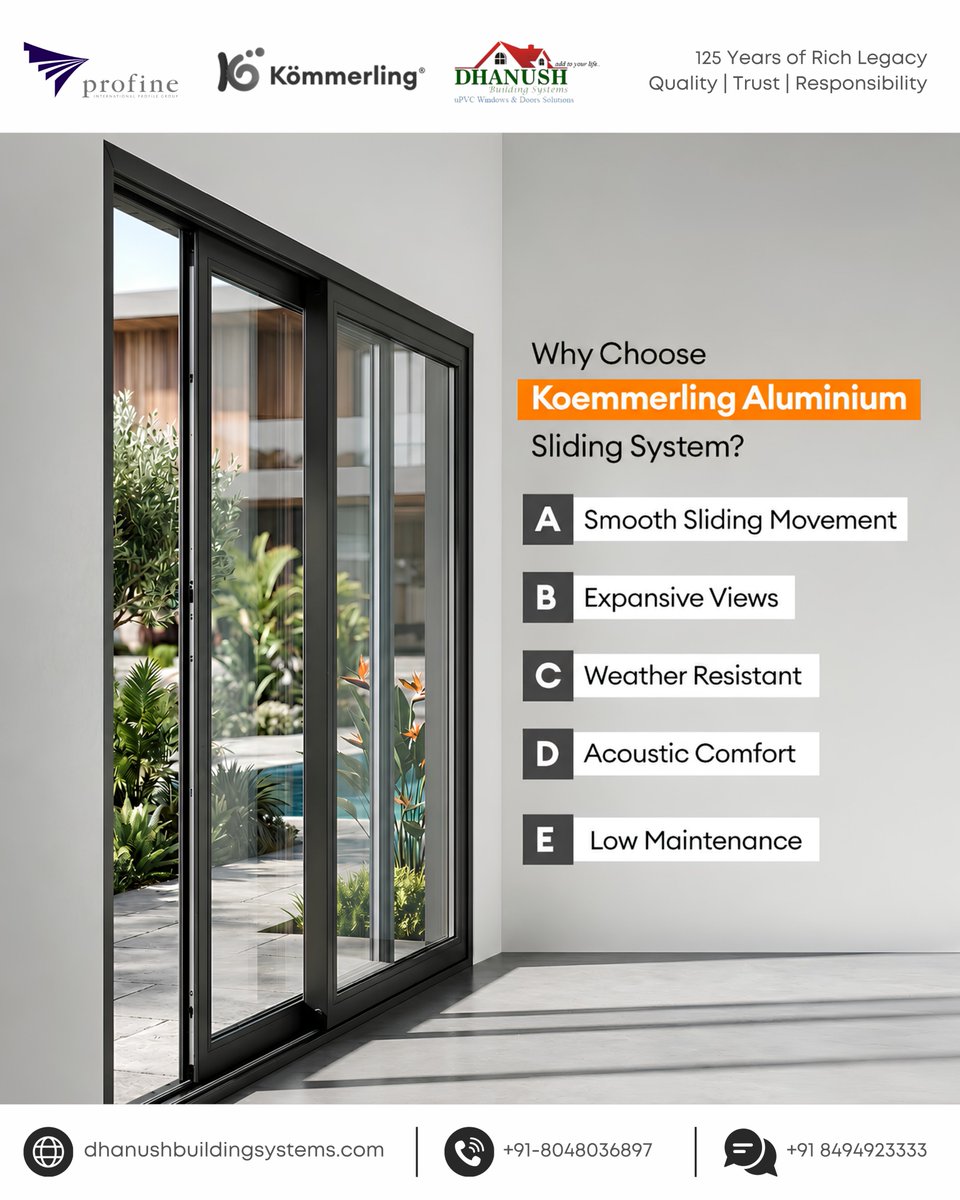 dhanushbuilding's tweet photo. Aluminium Sliding Systems: Combining Function and Style

Upgrade your space with Aluminum Sliding Systems that deliver reliable performance, creating comfortable and practical interiors. Choosing a sliding system is about more than looks. https://t.co/rzjULuUdoD