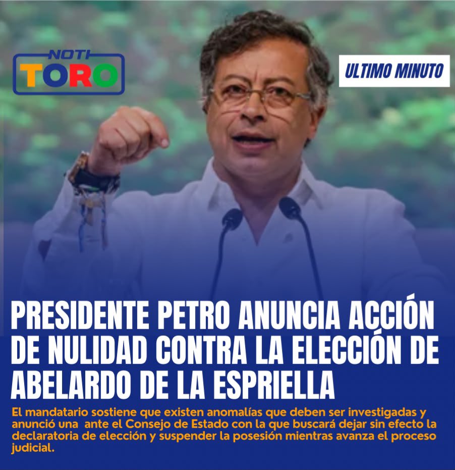 AlejoToroAnt's tweet photo. Petro Lleva La Elección De De La Espriella A Los Estrados: Pedirá Su Nulidad.
https://t.co/ijmYIAykW1 https://t.co/6U7cfyXq3K