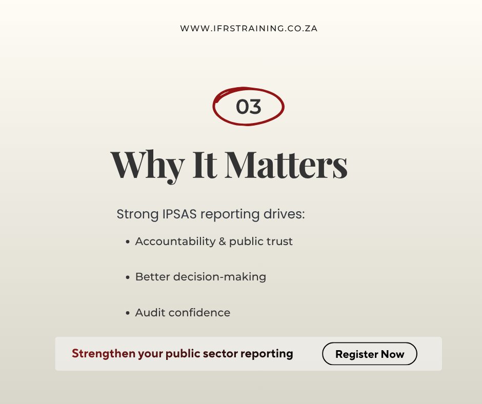 TrainingIfrs's tweet photo. 📊 IPSAS Masterclass | Johannesburg
📅 3–7 August 2026

Strengthen your IPSAS expertise with practical insights and real public sector case studies.

Register Now: https://t.co/73N9ejLVDP 

#IFRSTraining #IPSAS #PublicSector #FinanceTraining #AccountingProfessionals https://t.co/aR0w55fkey