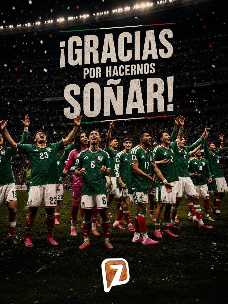 AztecaSiete's tweet photo. Nos hicieron creer, nos hicieron soñar y nos volvieron a unir. 

Gracias por luchar hasta el último minuto, por defender estos colores con el corazón y por unir a todo un país detrás de un mismo sueño.

Hoy termina este sueño, pero nunca el amor por estos colores. 🇲🇽💚 https://t.co/wqCZhG9sCN
