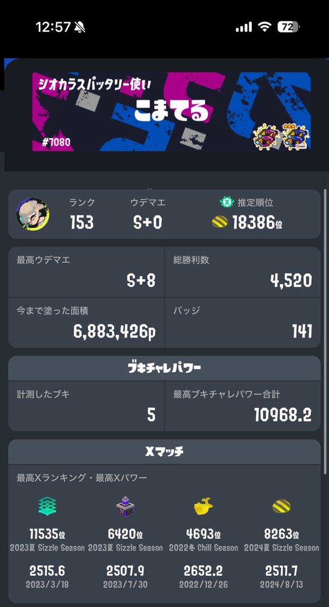 Commatel_dayo's tweet photo. よくやってるゲームのプロフ https://t.co/VC4Bp9ogoD