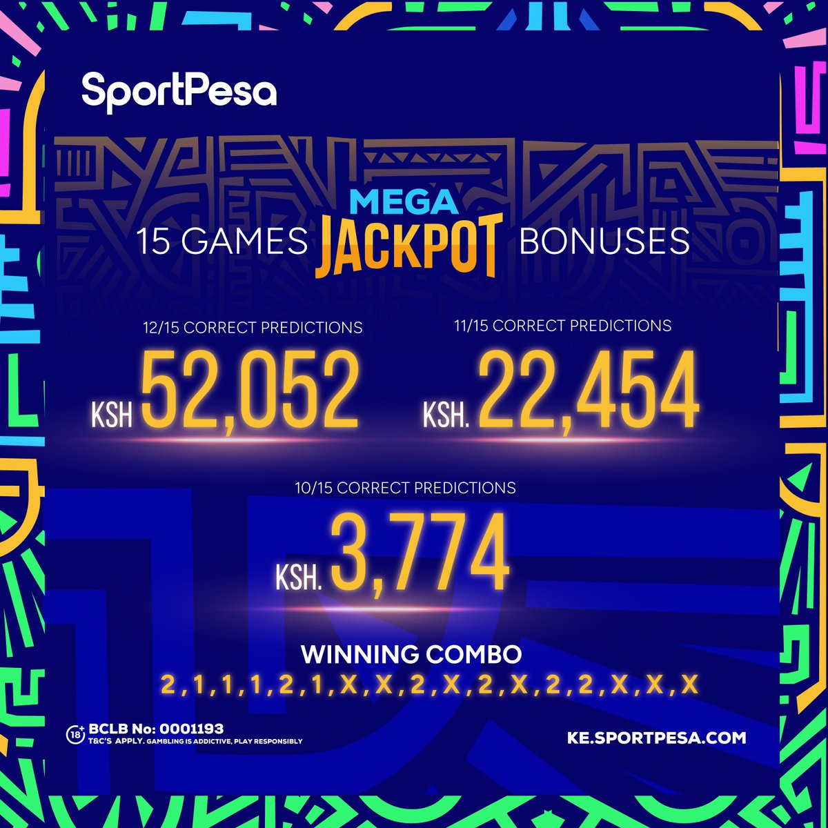 SportPesa's tweet photo. Bonuses zimeivana!🥳

Congratulations to our Mega Jackpot Bonus winners!!👏

📲https://t.co/UKob5pCkWz | #MakeItCount See less https://t.co/HFxSneScu6