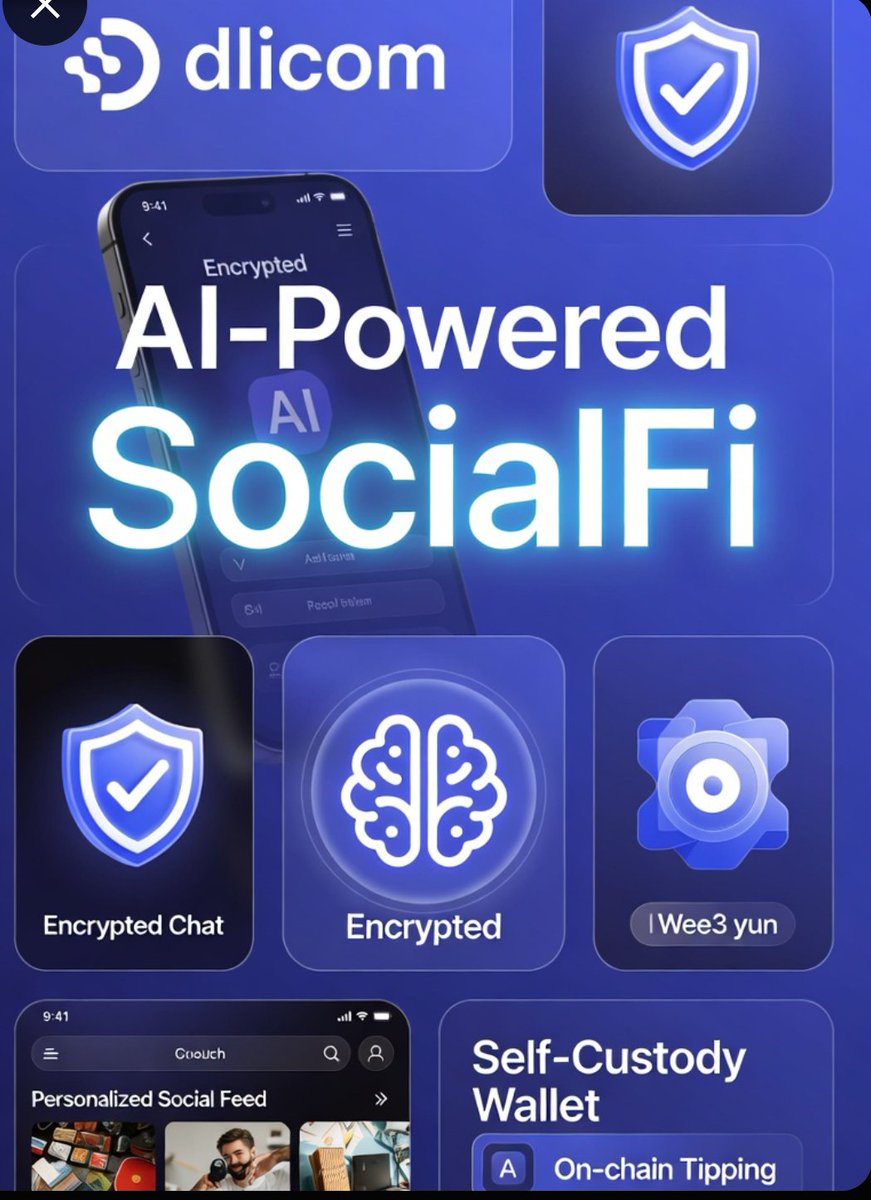 maitysubha44's tweet photo. Meet Dlicom: The AI-Powered SocialFi Super App on BaseTired of juggling separate apps for messaging, social feeds, short videos, and crypto? Dlicom brings it all together in one seamless mobile experience. Key features: End-to-end encrypted messaging &amp; calls @DlicomApp https://t.co/RUDUYT9gOl