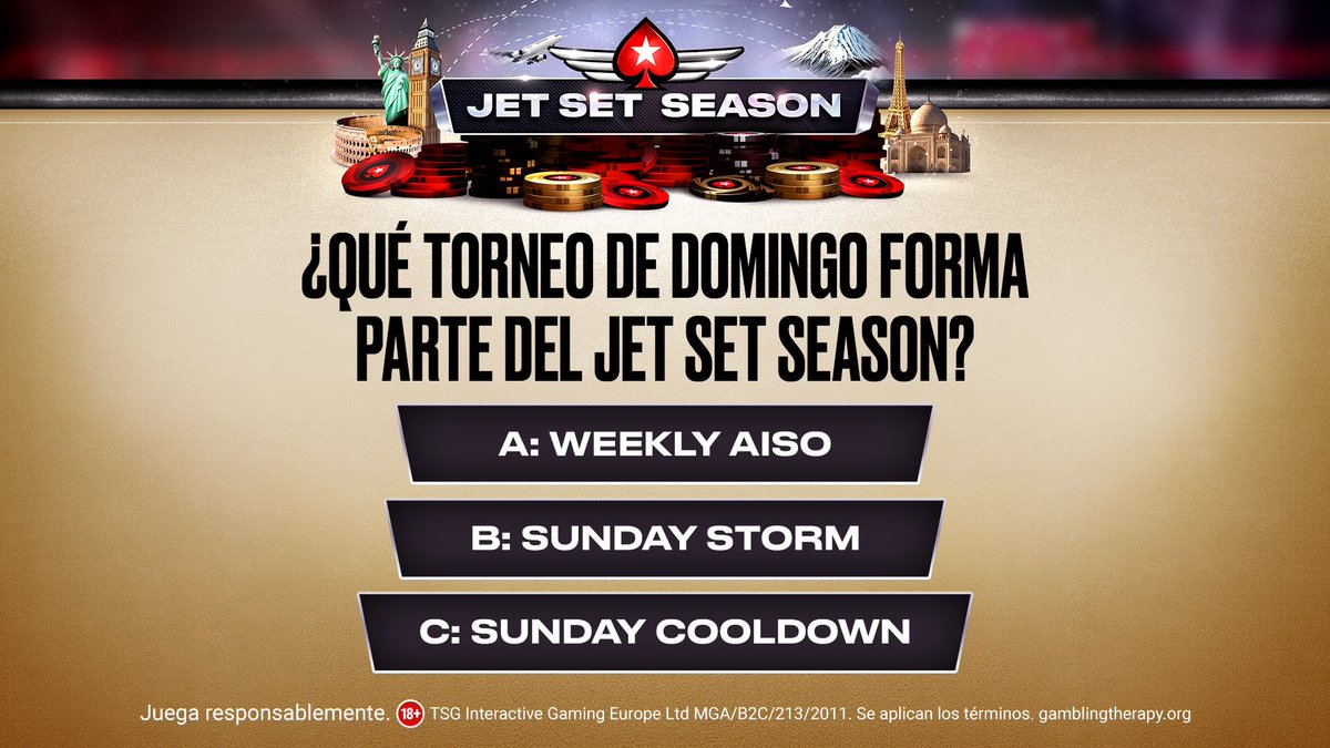 PokerStarsLatam's tweet photo. ¡El boleto de despedida de la Jet Set Season tiene fecha para el próximo domingo! 🔜

Responde correctamente junto con tu [PS ID] + #JetSetSeason antes del miércoles 23:59 ET. Hay 10 tickets de US$5,50 en juego. 🎫

T&amp;C: https://t.co/nyJk9ZwShY https://t.co/wxaisdkaVV