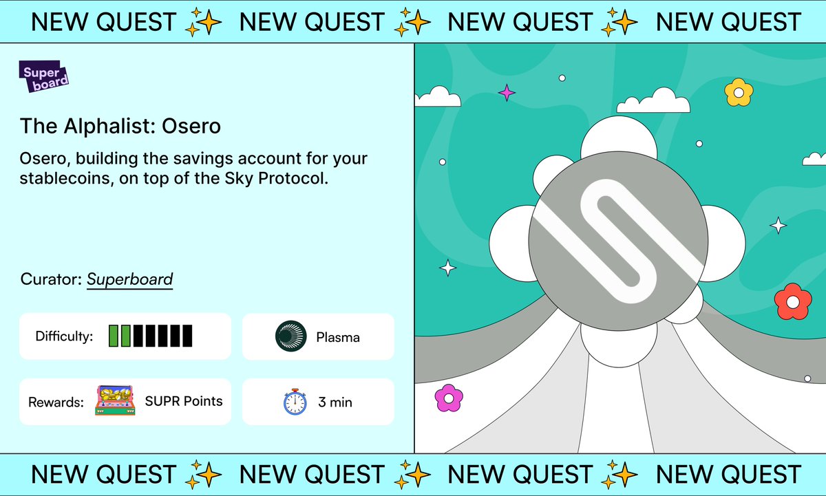 Superboard_'s tweet photo. Meet @OseroHQ, building the savings account for your stablecoins, on top of the Sky Protocol.

Raised $13.5M, led by Sky Ecosystem and Plasma.

Join → https://t.co/qz4nthmMLf https://t.co/UiSLq8txMN