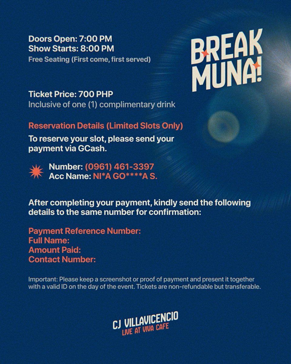 iamcjv's tweet photo. BREAK MUNA!

JULY 19, 8PM. VIVA CAFE.

#BreakMuna #CJVillavicencio https://t.co/9G6DiBrZVU