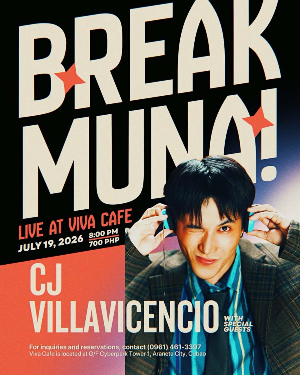 iamcjv's tweet photo. BREAK MUNA!

JULY 19, 8PM. VIVA CAFE.

#BreakMuna #CJVillavicencio https://t.co/9G6DiBrZVU