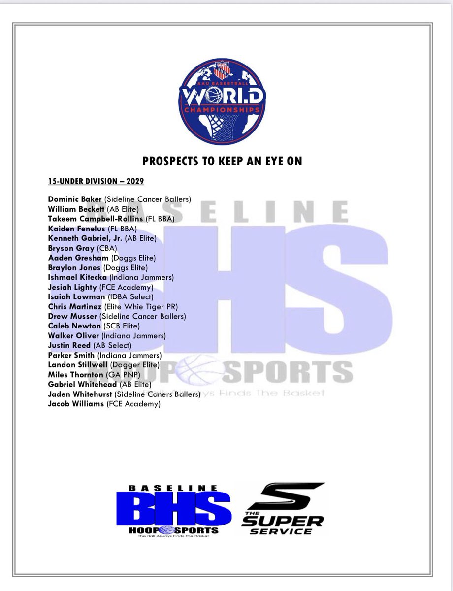 VanJohnsonJrBHS's tweet photo. @AAU_Basketball World Games in Orlando. Had over 350 teams from Grades 8th-12th Grade playing at the Wide World of Sports Disney Complex from July 2-5. Here's a list of prospects to keep on keep on your radar for the next three years. https://t.co/ISxRnRF8mP