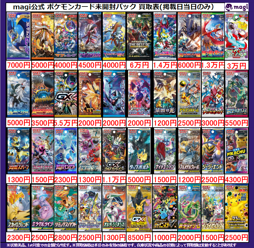magi ポケカ 買取表】 レトロ未開封パック買取表です‼‼ 皆様のお