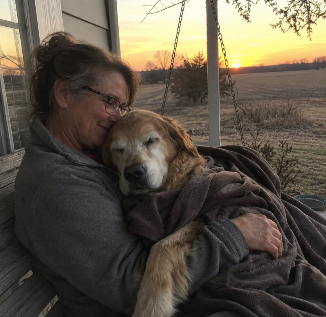 Sabiha1278's tweet photo. My old boy was getting very weak and his legs could not support him anymore.

So I wrapped him in his favorite warm brown blanket and carried him out to the porch swing

We sat there together for hours just watching the golden sunset over the empty fields

He leaned his heavy head right against my cheek and closed his eyes so peacefully

I held him tight in my arms and whispered how much I love him and thanked him for everything

His muzzle was completely white but to me he was still just my sweet little puppy

He passed away the next morning but I am so glad we shared that quiet sunset together.