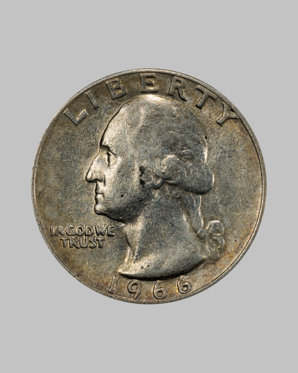 PCGScoin's tweet photo. Check your change. Seriously.

This 1966 Washington Quarter was struck on a leftover 90% silver planchet during the shift to copper-nickel clad coinage. That small mistake made this coin sell for $41,480 @stacksbowers. 👀 https://t.co/8CsdneGZEy