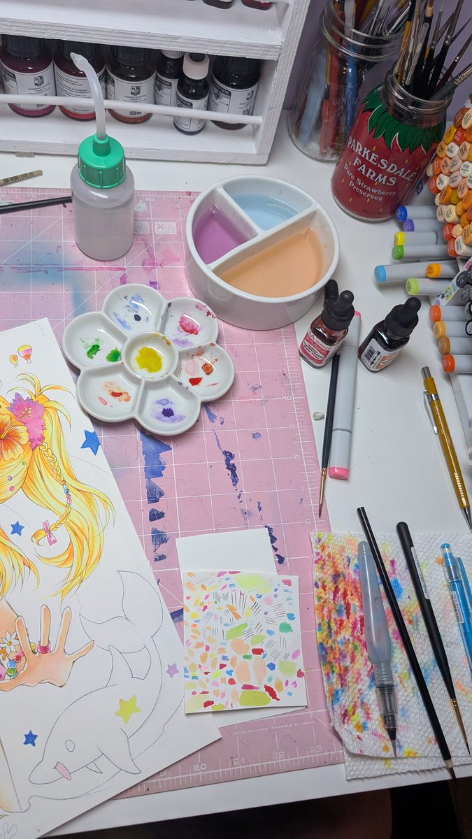 _oceaninspace's tweet photo. How my desk typically looks while I'm painting... https://t.co/SwuidKCAyp