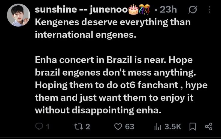 UniquelyM2922's tweet photo. "K engenes are the best"
"K engenes deserve everything"
"K engenes did the ot6 fanchant and didn't disappoint enhypen "
STOP THIS DAMN GLAZING.
THEY CANT EVEN HAVE BASIC HUMAN DECENCY AND THEN THEY SHAME SUNGHOON AND SAY HE IS FAT.
ATLEAST BE A HUMAN AND RESPECT ANOTHER ONE TOO!! https://t.co/XPBY4OrI9L