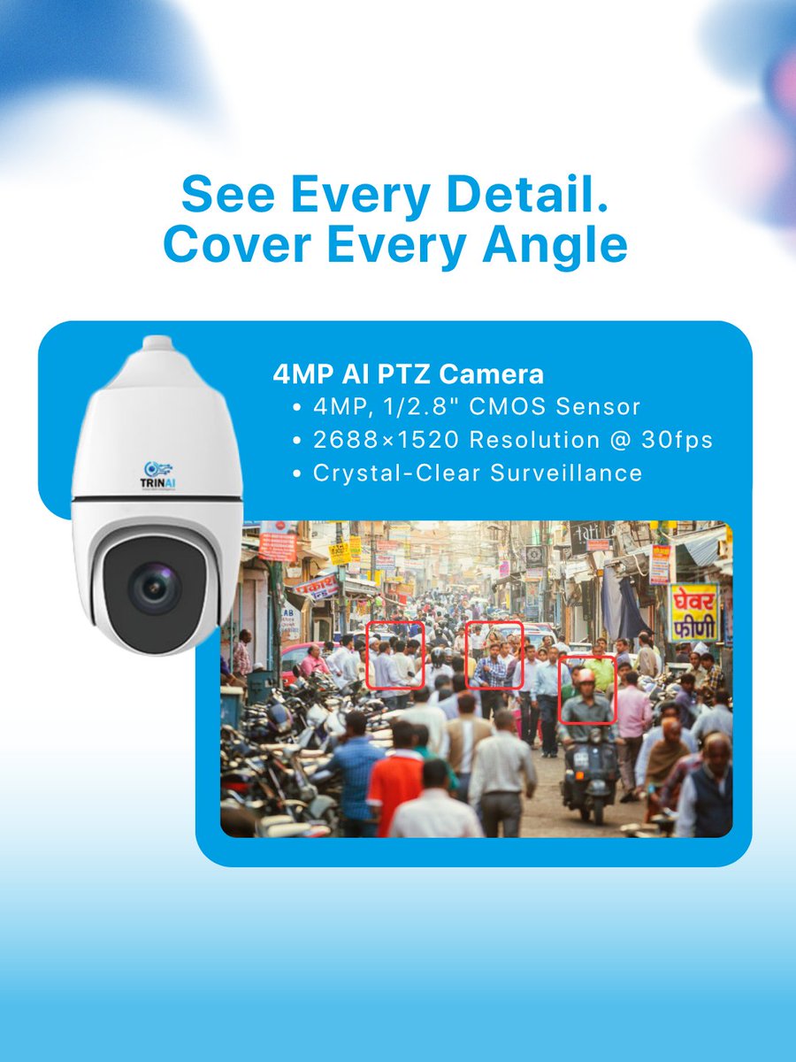 trinai_official's tweet photo. Smarter surveillance starts with the right camera.
With 4MP resolution, intelligent tracking, optical zoom, and 24/7 monitoring capabilities, our PTZ Camera ensures reliable security across large areas.
Visit: https://t.co/gV9L4qmLMv
#SmartSecurity #PTZCamera #AI #VideoMonitoring https://t.co/JXaNSy8keD