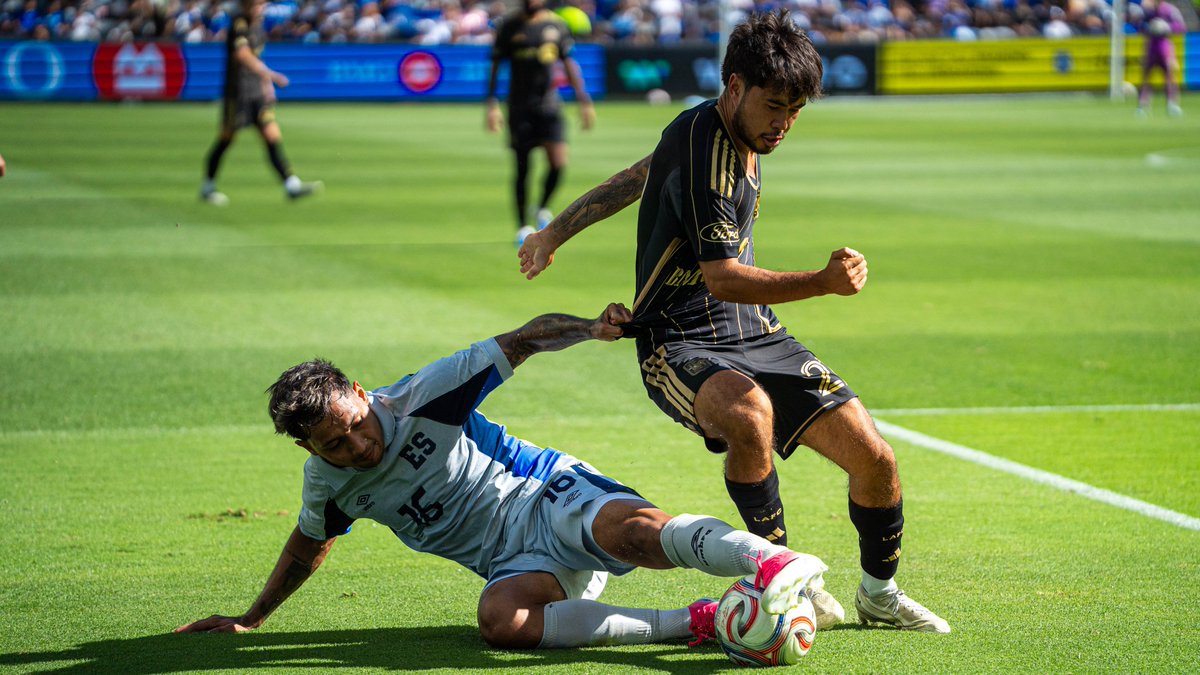 news4usonline's tweet photo. #LAFC got goals from Mark Delgado, Jeremy Ebobisse, and Ryan Hollingshead to defeat El Salvador, 3-0. Photographer Dylan Berkman picks up the action at BMO Stadium during the July 5 match in Los Angeles. 
#SoccerTwitter https://t.co/LWloQykmCT