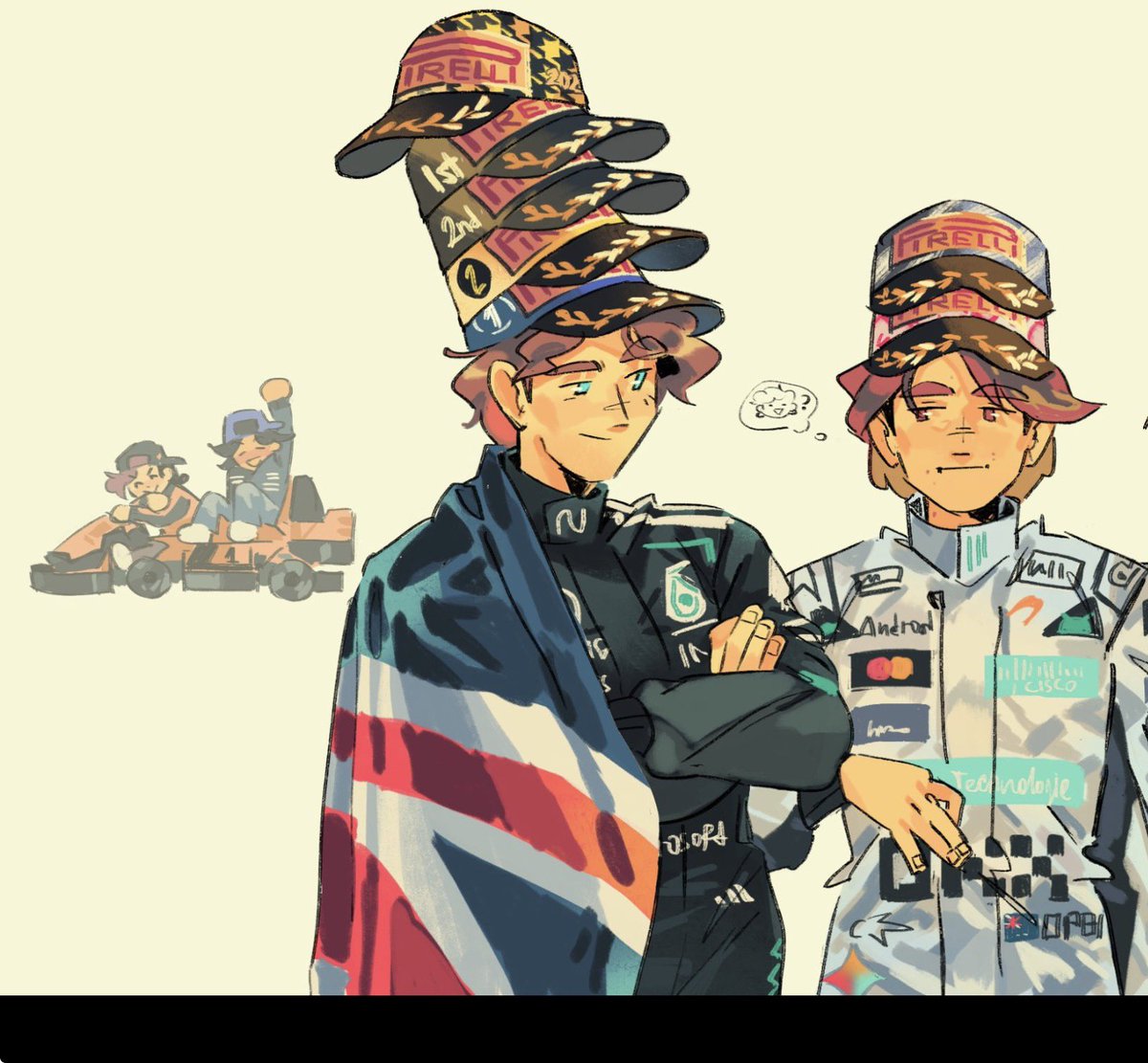 skyyy55xo's tweet photo. @sog_goog Pierre and Charles Happy 🥹🥹 same oscar, but mini Carlando is cute 🥰 the british flag is giving me chills ❤️ https://t.co/zQqlhEn6TA