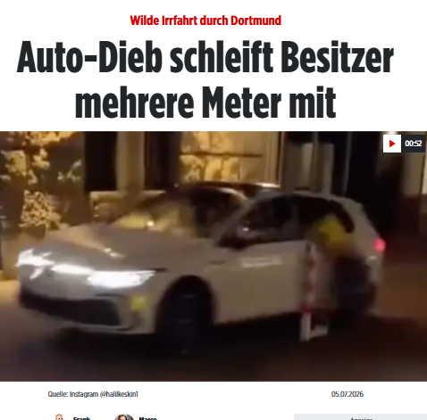 Taykra's tweet photo. #Dortmund: Wieder auf freiem Fuß! Erst spuckt er dem Fahrer auf die Motorhaube, dann klaut er ihm das Auto und schleift das Opfer mit. Danach hinterlässt er eine Spur der Verwüstung. Während des Polizeitransports greift der Dieb plötzlich Polizeibeamte an. https://t.co/d2cfIFxL5V https://t.co/L1PdwXGv8G