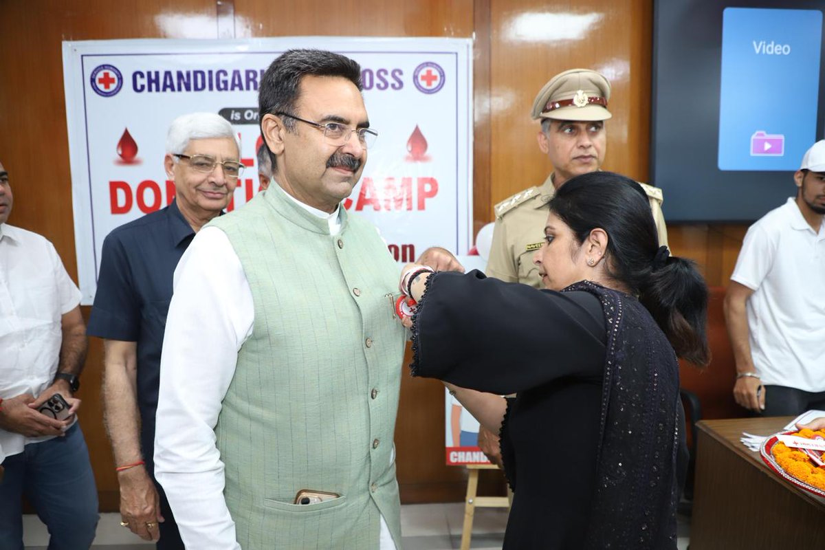 IndianRedCross's tweet photo. Chandigarh Red Cross organized a Blood Donation Camp at Haryana Vidhan Sabha, Chandigarh on 1 July 2026 under the guidance of Sh. Nishant Kumar Yadav, IAS, DC-cum-Chairman. Inaugurated by Hon'ble Speaker Sh. Harvinder Kalyan, the camp collected 140+ units of blood. #DonateBlood https://t.co/IVOd1tVgXg