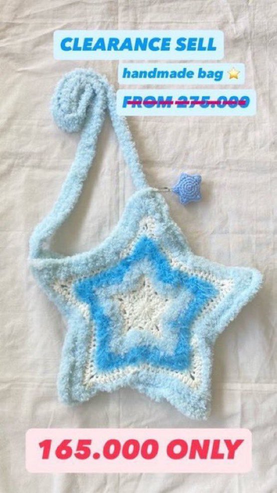 fromrajutmu's tweet photo. CLEARANCE SELL!! 💰🛍️

Crochet Star Bag LIMITED STOCK ⭐️

• From 275k ➡️ 165k ONLY ‼️(pic 1)
• Bisa 🍊
• OPEN FOR CUSTOM ORDER ✅

DM AKU AJA LESGOOOOO https://t.co/w021UrkAqL