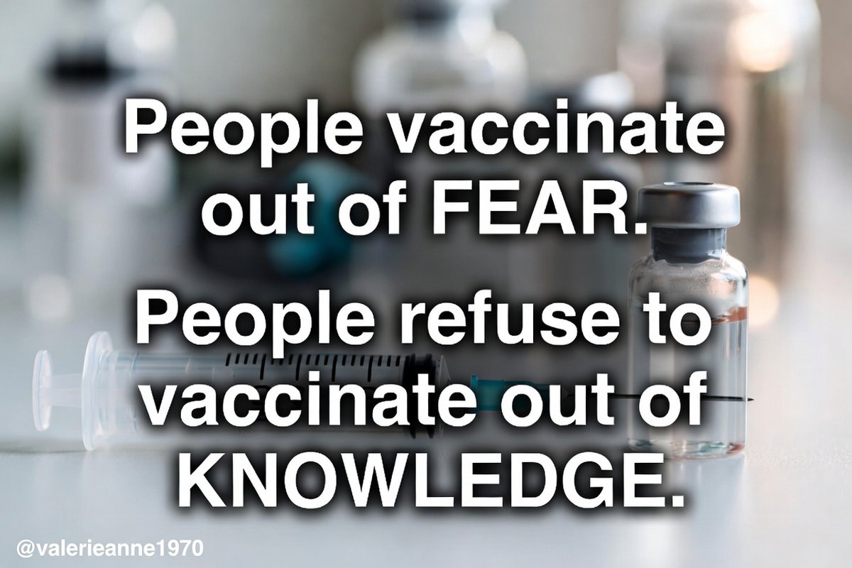 ValerieAnne1970's tweet photo. Health CANNOT come through a NEEDLE... you cannot INJECT Health.

Doctor's don't know what's best for you just because they have a title & wear a white coat.

Injecting a virus, bacteria & chemicals is not health.

Inside vaccines:  
Aluminum  • Formaldehyde • Glutaraldehyde • Polysorbate 80 • Triton X-100 • SV40 • Neomycin, Polymyxin B, Streptomycin (antibiotics) • 2-Phenoxyethanol • Sodium Deoxycholate • Squalene (MF59) • Monosodium Glutamate (MSG) • Gelatin (from mRNA vaccinated pigs) • Egg proteins • Bovine calf serum / Fetal Bovine Serum • and more.  

Animal organs & cell lines used:  
- Monkey kidney cells (Vero cells)  
- Chicken embryo cultures  
- Dog kidney cells (MDCK tumorigenic)  
- Bovine (cow) extracts, casein, serum  
- Chinese hamster ovary (CHO)  
- Fall armyworm ovary cells (Sf9 insect cells)  

Many contain human DNA from aborted baby organs — lungs, kidneys, retinas from 3-month-old fetuses (WALVAX-2, HEK-293, MRC-5, WI-38). They’re STILL harvesting fresh fetal tissue as recent as 2015 to keep the cell lines going.
