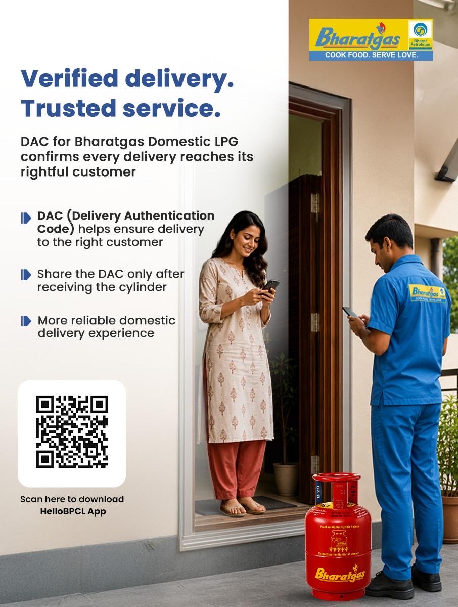 bpcl_lpg3308's tweet photo. DAC (Delivery Authentication Code) ensures your BharatGas cylinder reaches the right customer. 

Share your DAC only after receiving the cylinder—never before delivery to prevent misuse.

@BPCLimited @BPCLLPG @PetroleumMin @HardeepSPuri @Secretary_MoPNG #Bharatgas https://t.co/6lAq1QHtao