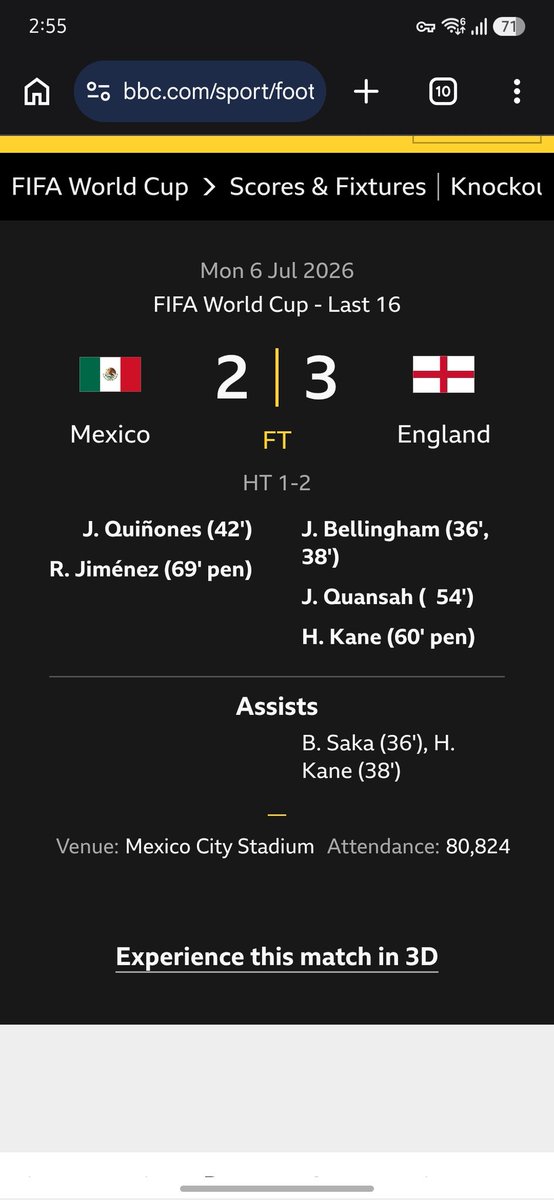 dodgydub's tweet photo. @BBCSport England scored 4! It's official. Look at the names on this screenshot. And no, I didn't fake it. 
They will correct it, I'm sure. https://t.co/IJxRLIuO7g