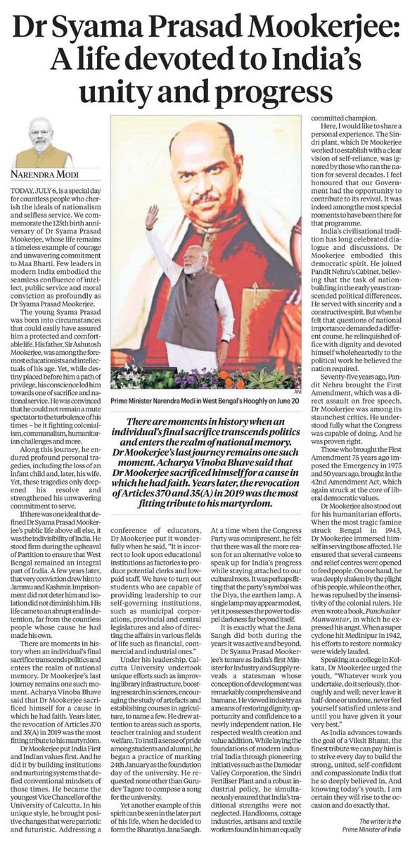 HCIMaldives's tweet photo. An Op-Ed by PM @narendramodi on Dr. Syama Prasad Mookerjee’s life 

Read here 👇🏽 https://t.co/cSAFdg0dyT