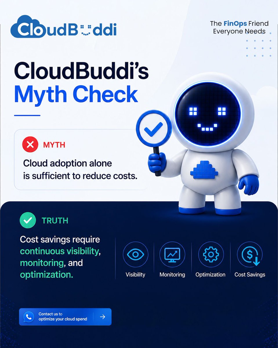 CloudBuddi's tweet photo. MYTH CHECK

CloudBuddi's Myth Check :

Moving to the cloud automatically reduces costs.
👍 True
👎 False

Drop your answer below👀

#FinOps #CloudComputing #Cloudcostoptimisation #aws https://t.co/a5dUjERq6e