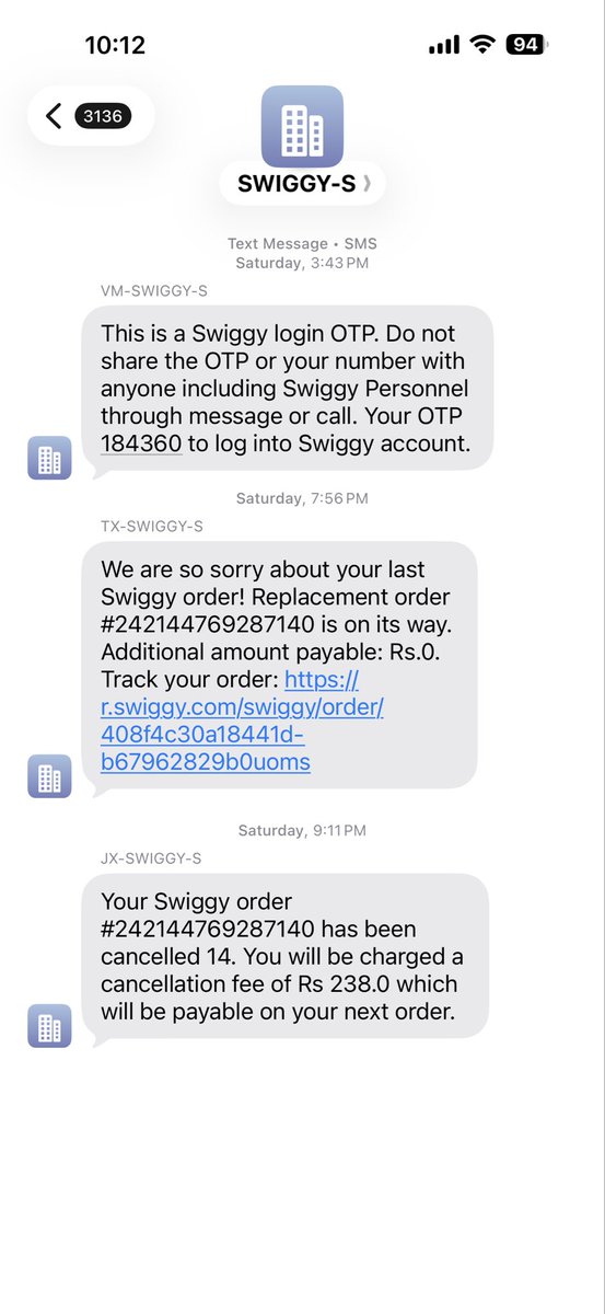 SyedHamid's tweet photo. @SwiggyCares Please do update about the refund and pathetic to get this msg, which say I will get charged next time. Isn’t this disgusting? First I didn’t the ordered, you guys only reordered. They send the order so late and forcing me to take it and now on top of that I will get charged. https://t.co/eszWl9kYCs