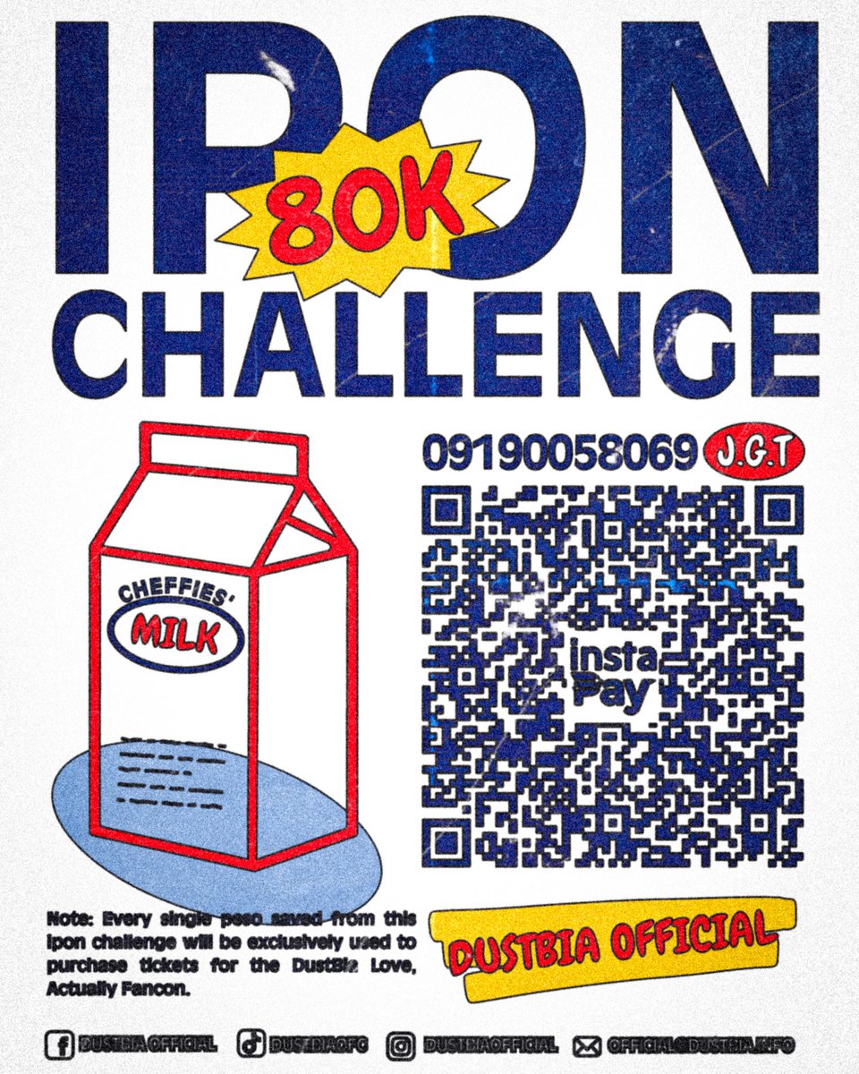 dusbiofc's tweet photo. 𝐂𝐇𝐄𝐅𝐅𝐈𝐄𝐒’ 𝐌𝐈𝐋𝐊: 𝐅𝐈𝐋𝐋𝐄𝐃 𝐖𝐈𝐓𝐇 𝐋𝐎𝐕𝐄 

Let’s start the week with Cheffies’ Milk!🥛💛

Our 𝟴𝟬𝗞 𝗜𝗽𝗼𝗻 𝗖𝗵𝗮𝗹𝗹𝗲𝗻𝗴𝗲 is officially open! Every donation adds another “pour” to our Cheffies’ Milk, helping us fill the carton until we reach our goal.

All proceeds from this campaign will go directly toward purchasing tickets for the #DustBiaLoveActually FanCon.

No amount is too small—every drop counts, every peso matters, and every act of support brings us one step closer.

To everyone who continues to support our projects, thank you for always believing in Dustin, Bianca, and this amazing community we’ve built together. Let’s keep pouring our love until the carton is full! 🥛❤️‍🩹

Thank you, Cheffies. Fill the carton. Fill the venue. See you at #DustBiaLoveActually.