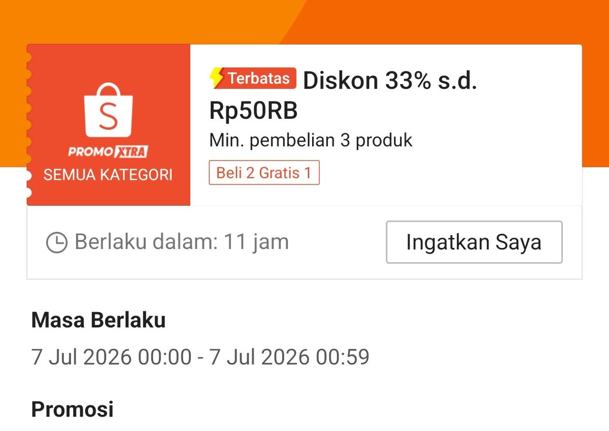 kimmyexp's tweet photo. CLAIM DISKON 7.7 START NANTI MALEM‼️

CLAIM SINI SEMUA SAMPE BAWAH👇🏻
https://t.co/mIe4Bs6Sb8

jadwal: 

🗓️6 JULI
⏱️dari jam 20:00-23:00 
✅diskon 100RB minbel 200RB

🗓️7 JULI
✅DISKON 99% 15RB - 100RB
start 00:00 tiap 10menit
✅DISKON 99% 100RB 08, 12, 15, 20 
+ DISKON 99% 5RB 

✅DISKON 33% 50RB berlaku sejam start 00:00 
✅DISKON 33% 100RB berlaku 15menit khusus shopeevip jam 12 siang

📍diskon 99% khusus produk xtra