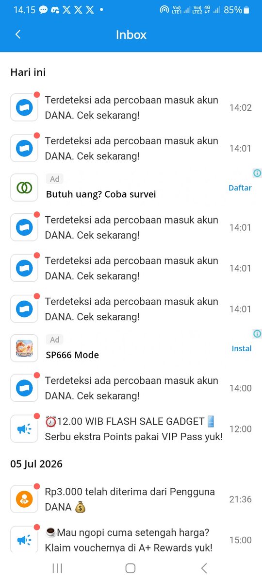 bigwinez11's tweet photo. ngeri banget barusan dapat notif bbrp perangkat mau login danaku di jam yg sama😭 https://t.co/uqAh8j0jLd