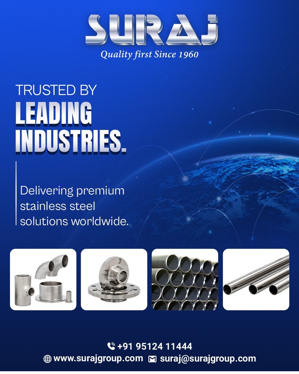 SurajLimited's tweet photo. Engineered for strength. Trusted by industries worldwide. 🌍✨
📞 Contact: +91 95124 11444
🌐 Website: https://t.co/0gcU4333pG
📩 Email: suraj@surajgroup.com
#StainlessSteel #Seamless #HeatExchanger #Pipes #Tubes #Flanges #Fitting https://t.co/k5WAwESO7F