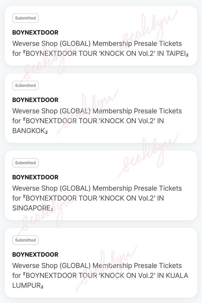 seok6yu's tweet photo. wtr / want to rent 🏠🚪

boynextdoor knock on vol. 2 weverse presale code 

💸 idr 50.000 / code

applied &amp; verified!
avail for KL, SG, BKK, TAIPEI

payment thru Wise to INA bank 🇮🇩

t. lfs lfb wtb wts wvs boynextdoor bonek kov2 membership

#KNOCK_ON_Vol_2 #KNOCK_ON_Vol_2_IN_ASIA https://t.co/1kbRItpOJJ