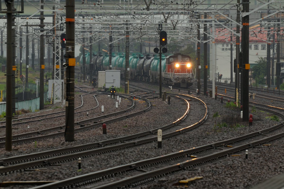 DD51讃歌 #1730 雨の清州。彼方からレールを光らせてやって来たのは