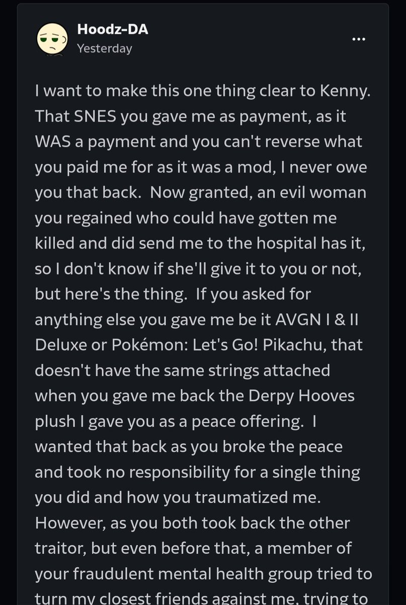 The_Warlock_86's tweet photo. 41 years old and crying like a jilted teenager. I half expected him to say "You cant come to my birthday party at Chuck E Cheese!!"

Same 41 year old wanted a plushie back too. 

Looooooserrrrrrrrr

#FuckSpax3
#FuckSlapsyMaxy https://t.co/A3jBaRpfQV