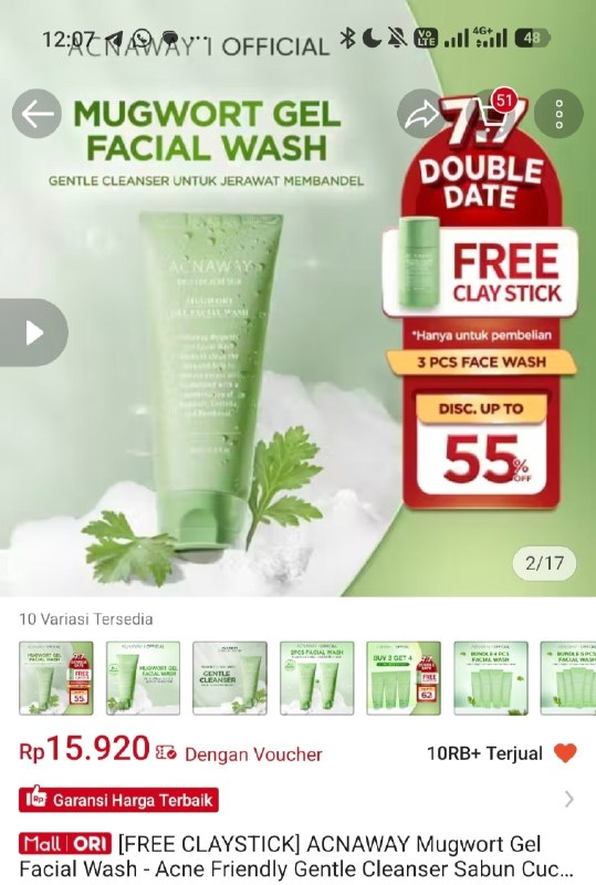 Bio_Lesson's tweet photo. 🔥 ACNAWAY Mugwort Gel Facial Wash

Rp15.920 (Dengan Voucher + Free Clay Stick)

Facial wash gentle untuk jerawat, membersihkan & menenangkan kulit.

Link: https://t.co/5Ze5NvwUle

CEPET ambil sebelum habis! ⏰🔥

#ACNAWAY #FacialWash #SkincareJerawat

Jangan lupa follow untuk promo, info diskon dan kode voucher setiap harinya