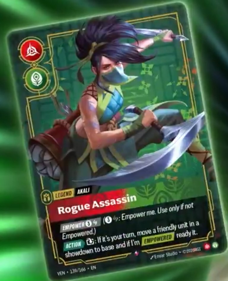 Riftboundeck's tweet photo. Aquí tenemos a Akali que será 🔴🟢 https://t.co/8tT0sHKj5b