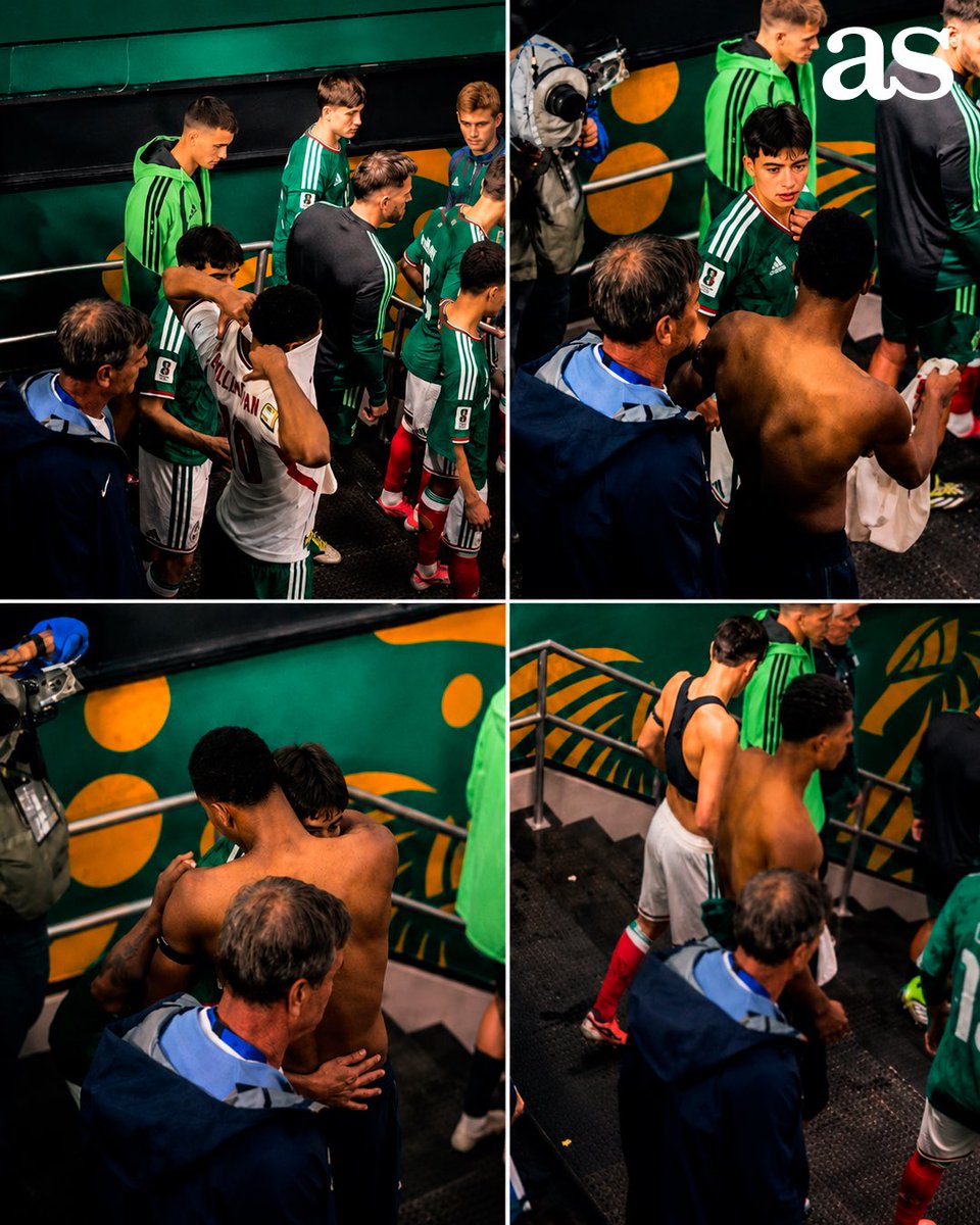 ASMexico's tweet photo. 🥹 ¡JUDE BUSCÓ A MORITA! 🇲🇽

Bellingham buscó a Gilberto Mora al final del partido, lo abrazó, lo consoló y le cambió su camiseta. 🇲🇽🤝🏴 https://t.co/JaY74XUg6i
