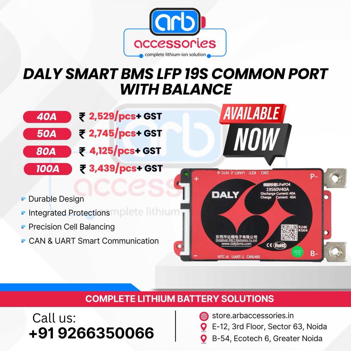 arb_ltd's tweet photo. ๐ DALY Smart BMS โ Available Now โก
๐ฉ DM US FOR MORE INFORMATION
๐ +91 9266350066
๐ https://t.co/4BZbLAJl3D
๐ E-12, 3rd Floor, Sector 63, Noida
๐ B-54, Ecotech 6, Greater Noida
#DALYBMS #SmartBMS #LFPBMS #LiFePO4 #BatteryManagementSystem #LithiumBattery #BatteryPack https://t.co/9HXRAQWBcS