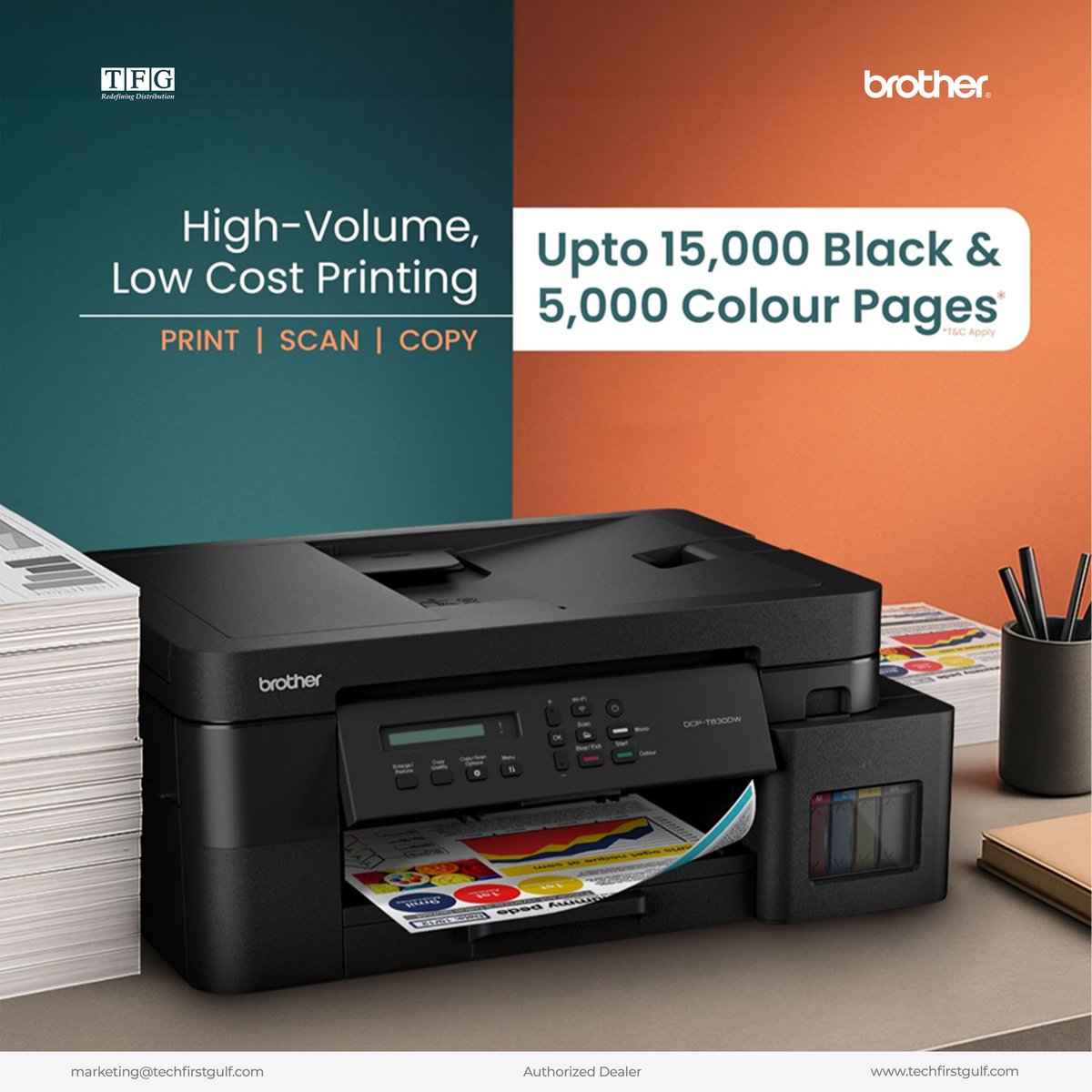 tech_fz's tweet photo. Brother DCP-T830DW: print, scan and copy with ease. Up to 15,000 black pages & 5,000 colour pages with low running costs β built for home, office and business.
π© marketing@techfirstgulf.com
#BrotherPrinter #InkTankPrinter #DCPT830DW #TechFirstGulf https://t.co/LtkLEH9GLH
