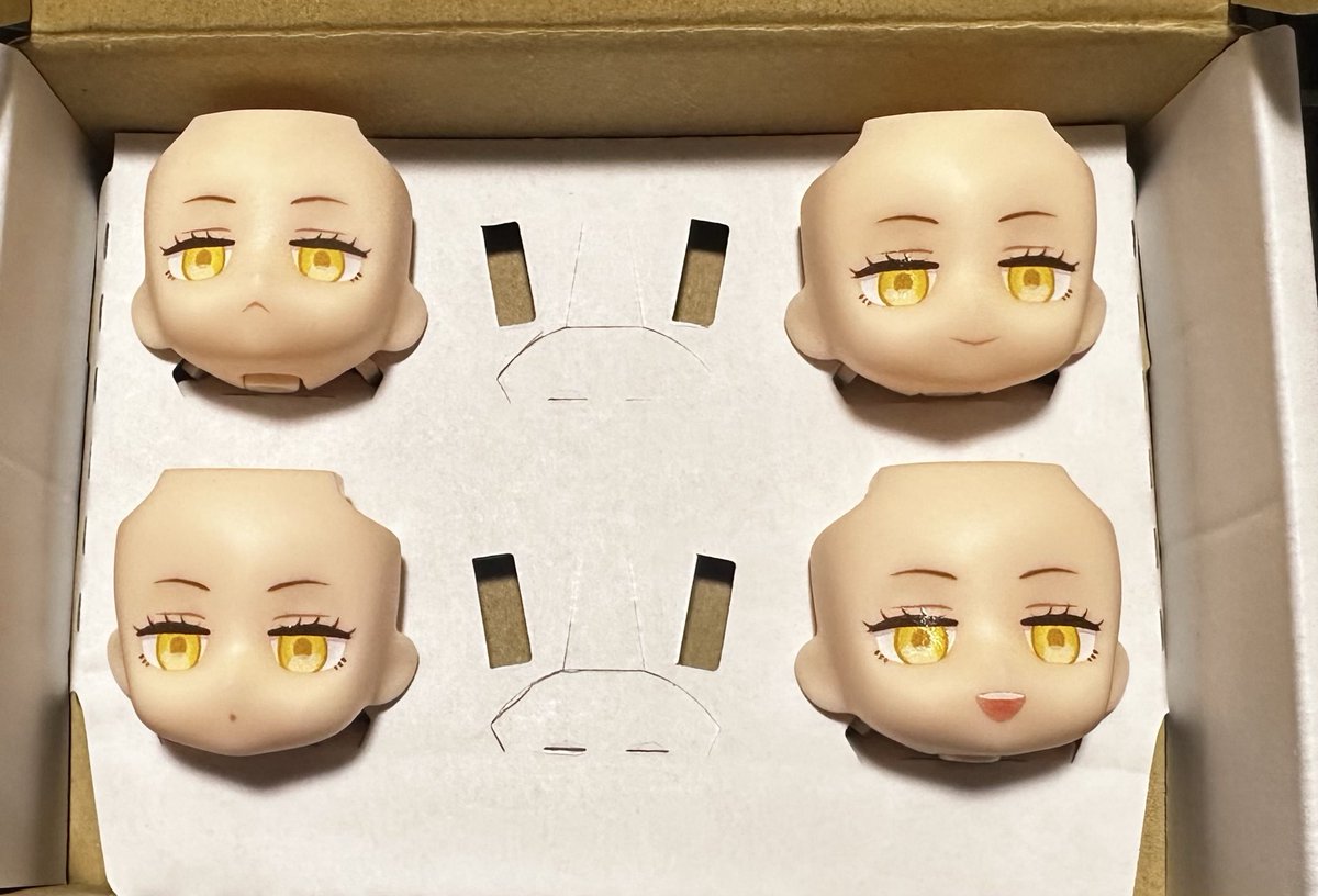 saba38td's tweet photo. ところで自機ちゃんのねんどろ作ろうと思ってお顔作ってたのが届いたんですけど、パーツ配置が案外問題なさそうでよかった🤘
⚠️ねんどろの顔パーツのみの画像 https://t.co/dztqU5Xw07