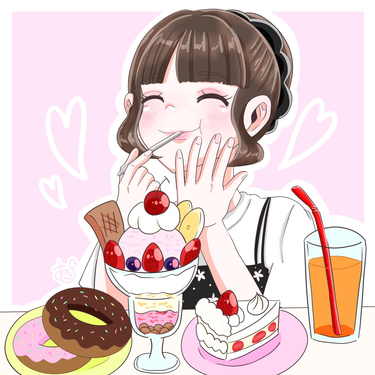 mochi_mugimaru's tweet photo. 今日はチートデイ🍰🍩🍴✨
 #イラスト https://t.co/BPiFYqJ4dV