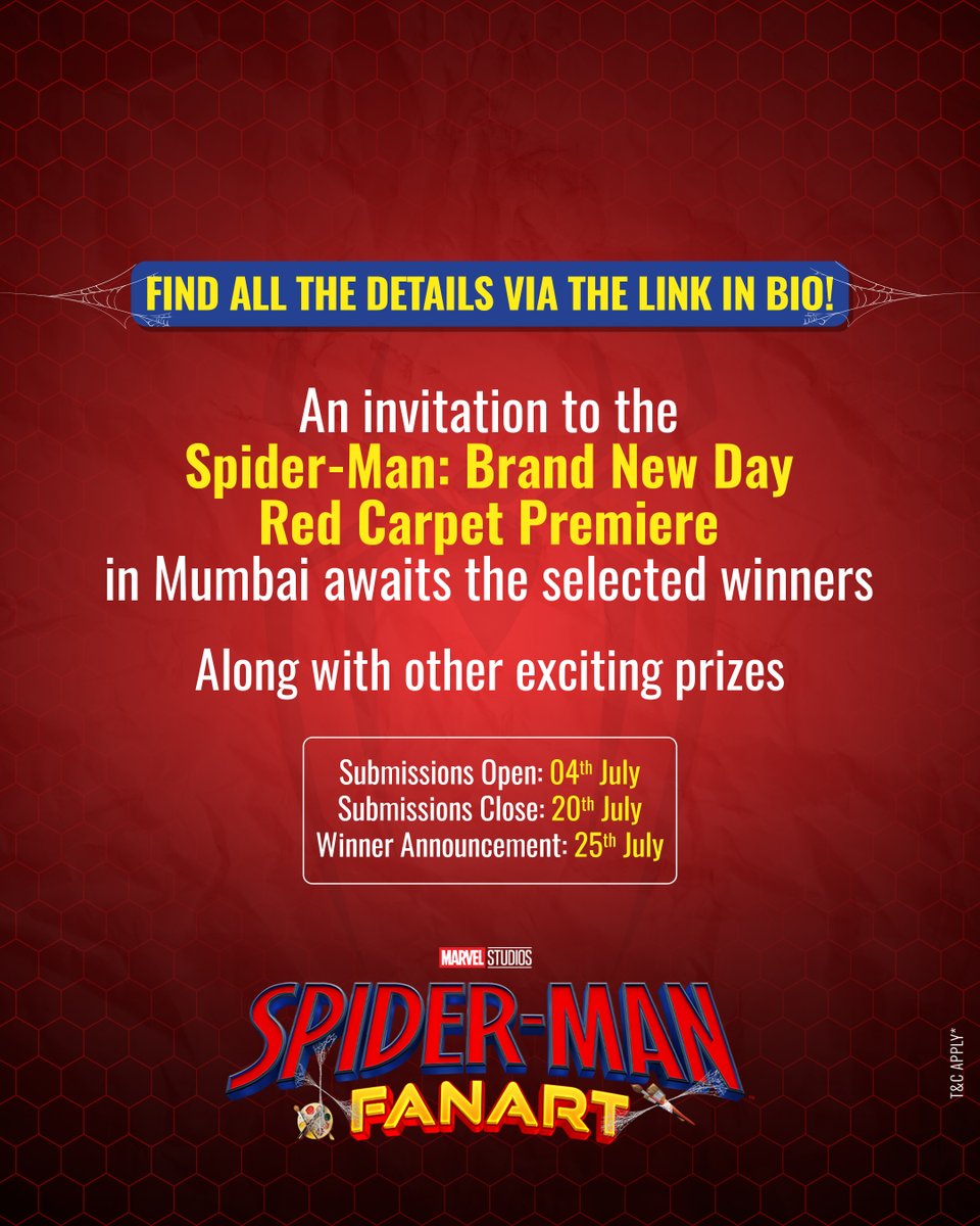SonyPicsIndia's tweet photo. Your friendly neighbourhood judge has arrived. 🕷️

Ready to impress him? Create your own original poster and enter the challenge today.

Rules, submission guidelines, and challenge details:
🔗- https://t.co/00xOiwJO7i 

#SpiderManFanArt

#SpiderManBrandNewDay in cinemas July 30, in English, Hindi, Tamil, Telugu, Malayalam & Kannada. Tickets on sale in PLF formats & 3D now!